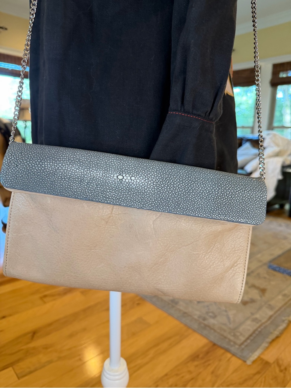 Vivo Made in CA Shagreen Leather Convertible Clutch Crossbody Bag
